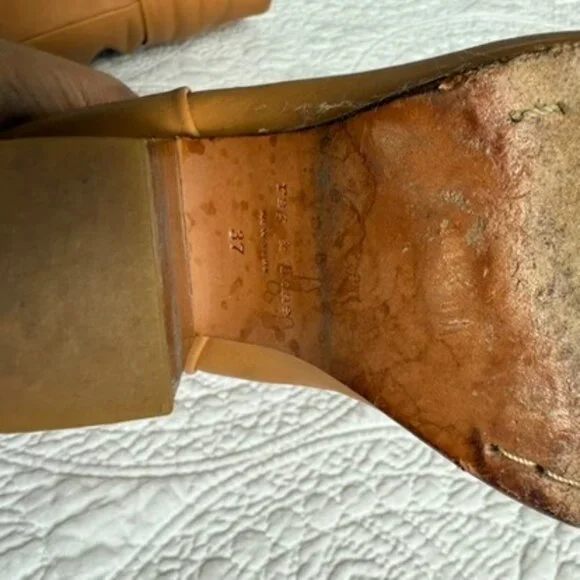 Rag & Bone Newbury Tan Leather Booties 3.5” Heel Classic Ankle Boots - Picture 5 of 8